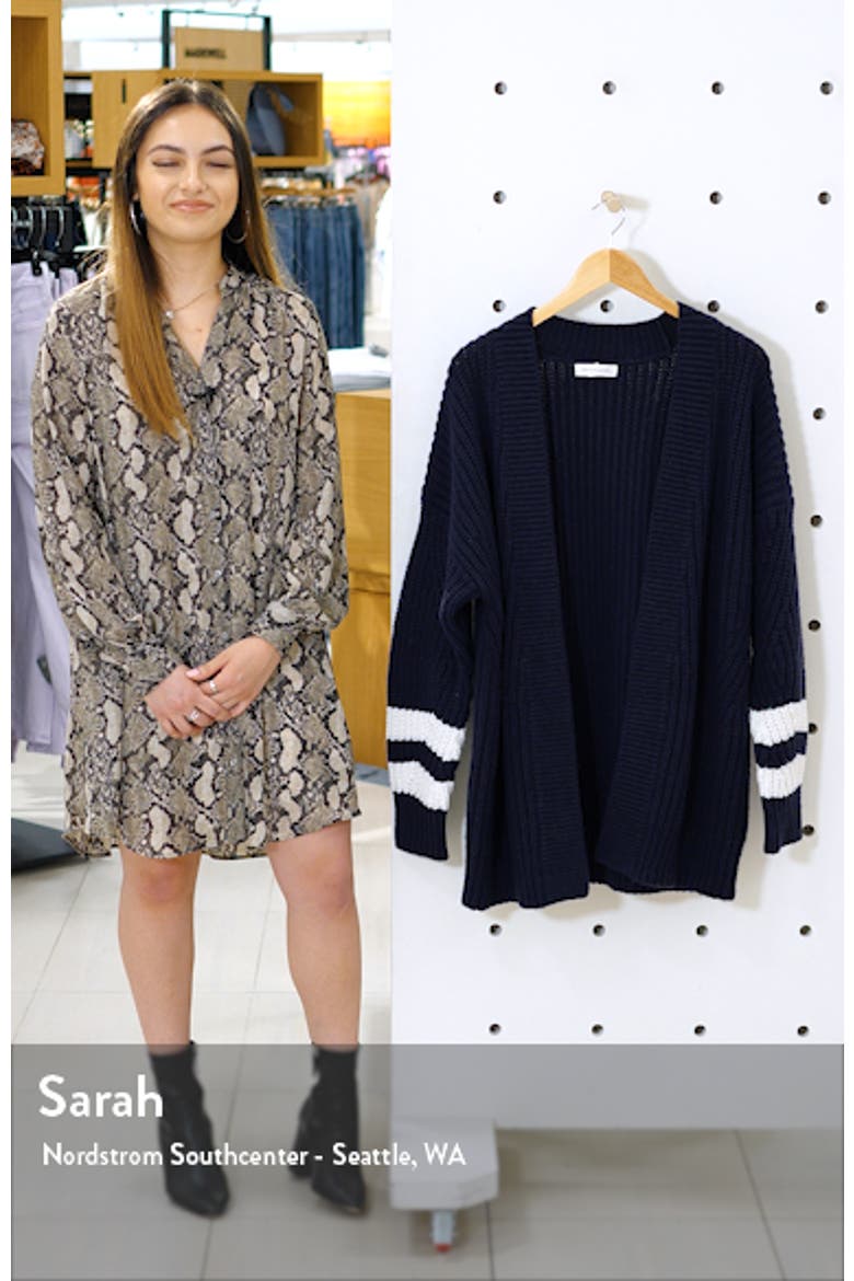 Stripe Detail Open Front Cotton & Wool Blend Cardigan video
