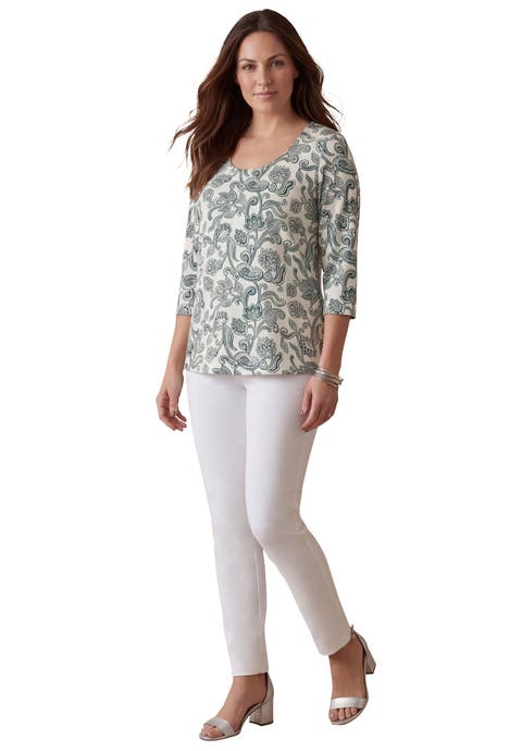 Stretch Cotton Scoop Neck Tee (Plus)
