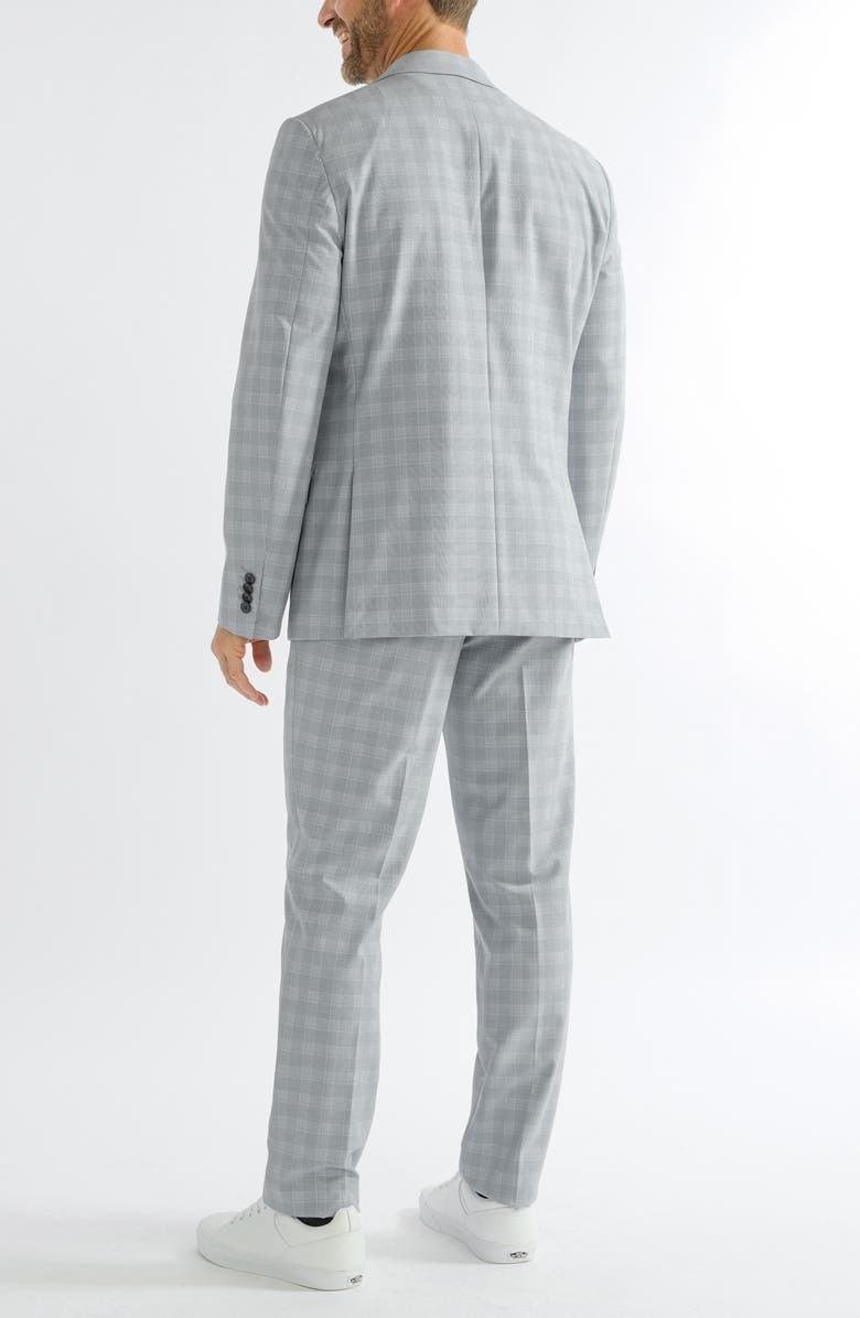 SAVILE ROW CO Hoxton Light Blue Grey Plaid Stretch Suit, Alternate, color, Blue
