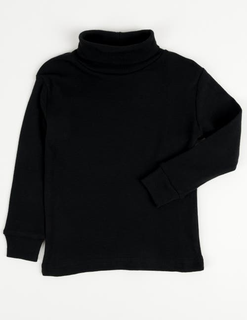 Leveret Kids Turtleneck, 100% Cotton, Solid Colors In Black