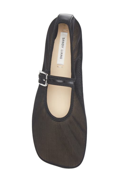 Sandy Liang Mesh Mary Jane Flat In Black