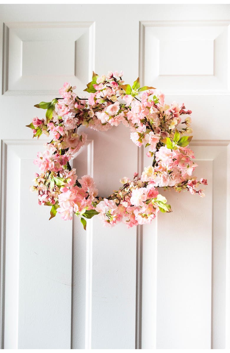 NEARLY NATURAL 24" Cherry Blossom Wreath, Alternate, color,