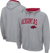 COLOSSEUM Men's Colosseum Heathered Gray Arkansas Razorbacks Arch & Logo 3.0 Full-Zip Hoodie