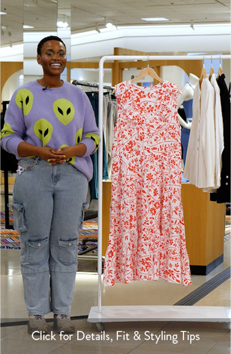 Ruffle Sleeveless Tiered Cotton Midi Dress, sales video thumbnail