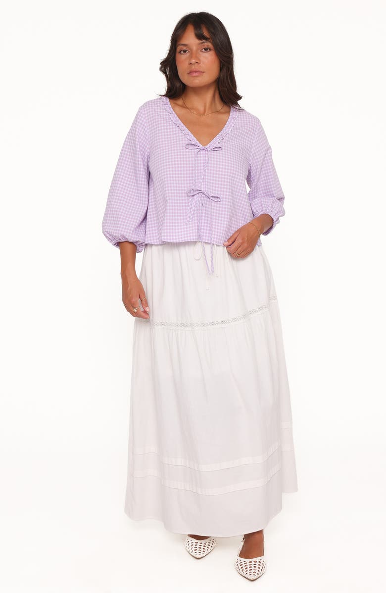 Petal & Pup Fainche Gingham Cotton Blend Top, Alternate, color, Lilac Gingham