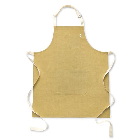 Linen Bib Apron for Men & Women with Front Pockets, 32 x 27 Inches