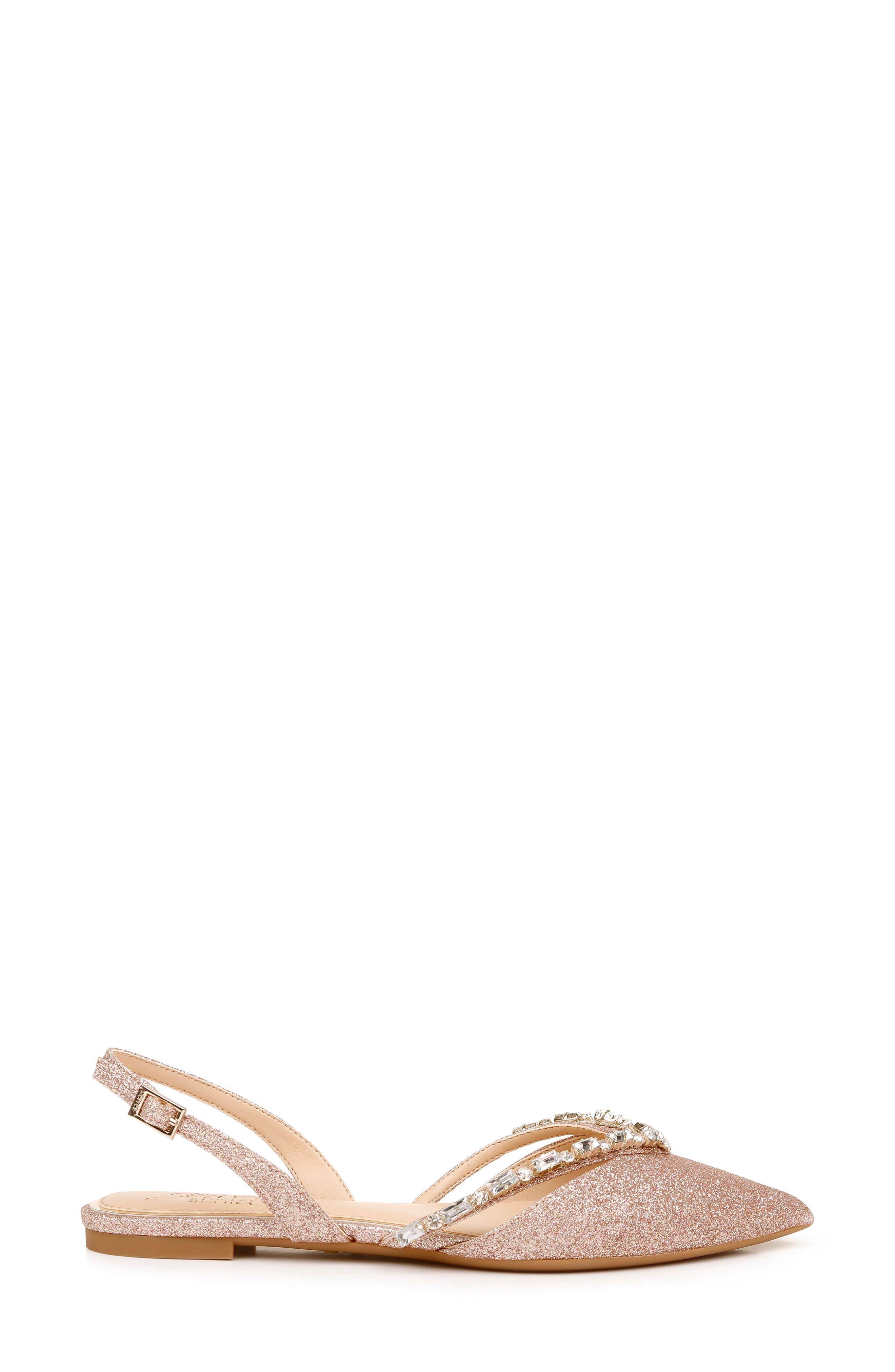 Jewel Badgley Mischka Camden Pointed Toe Slingback Flat, Alternate, color, Rose Gold