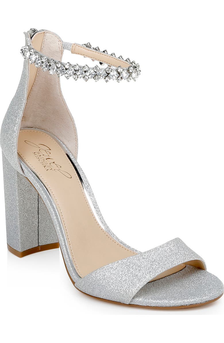 Jewel Badgley Mischka Badgley Mischka Collection Louise Ankle Strap Sandal, Main, color, Silver