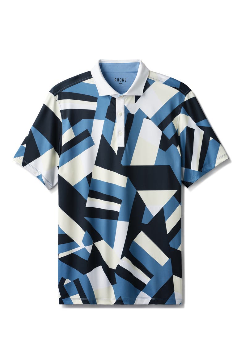 Performance Golf Polo, Alternate, color, YELLOW DWN/ BLUE STONE GEO
