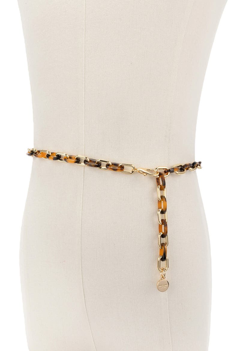 tortoiseshell & chain link belt, Alternate, color, POLISHED GOLD