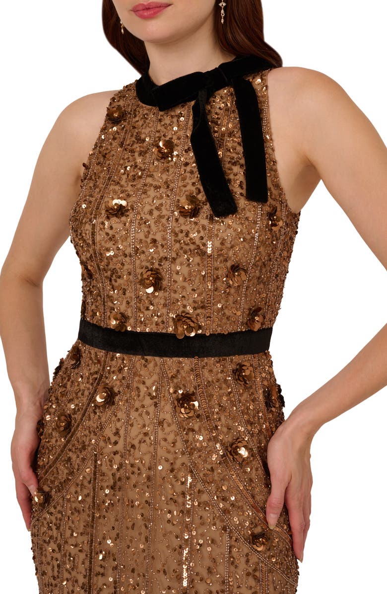 Adrianna Papell Beaded Column Gown, Alternate, color,