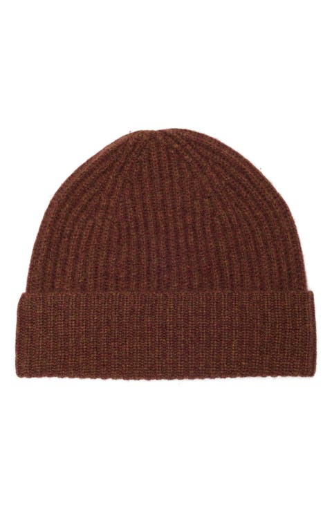 Men's Cashmere Ribbed Cuff Beanie
