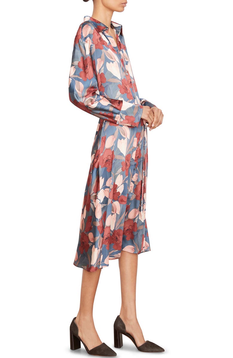 Vince Nouveau Magnolia Long Sleeve Satin Shirtdress, Alternate, color, Twilight