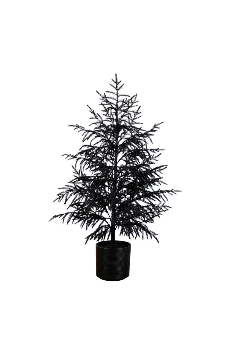 NEARLY NATURAL 4-ft Artificial Halloween Real Touch Black Norfolk Pine Christmas Tree with Natural Look, Main, color, Black