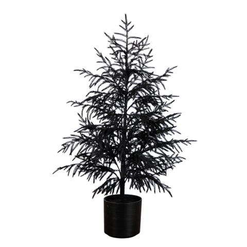 4-ft Artificial Halloween Real Touch Black Norfolk Pine Christmas Tree with Natural Look