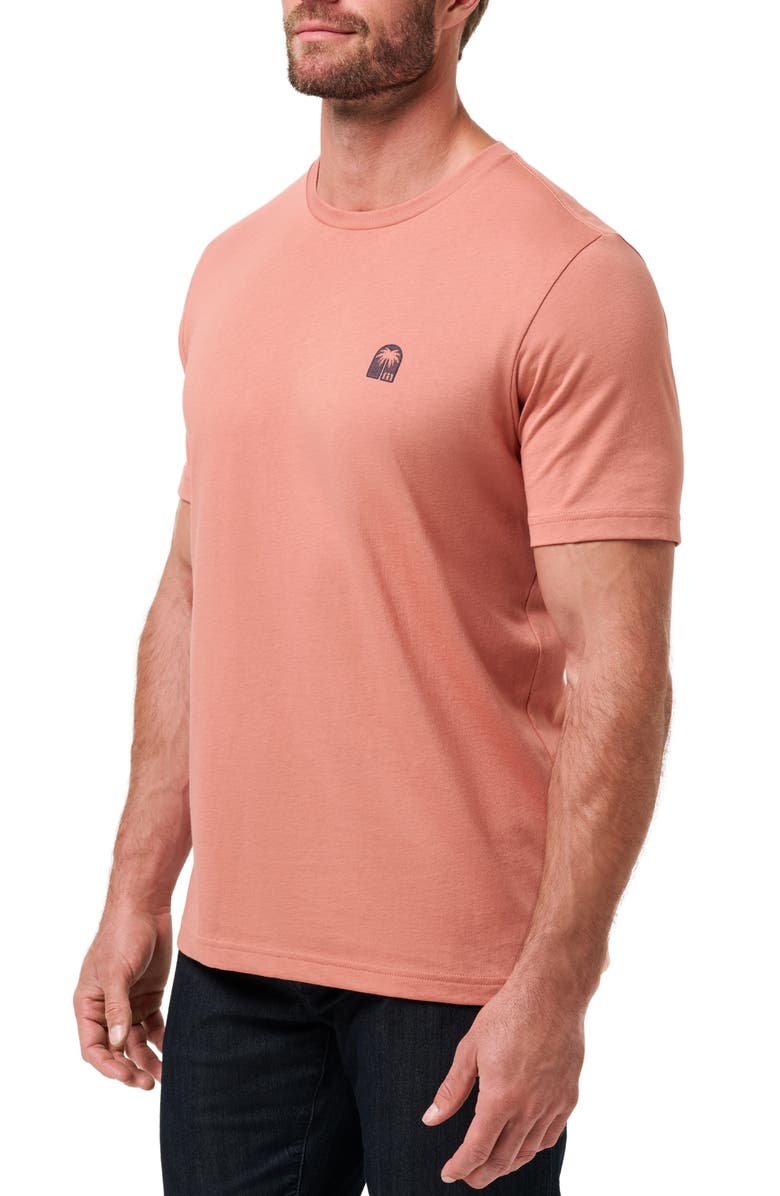 TravisMathew Top Places Embroidered Logo T-Shirt, Alternate, color, Brick Dust