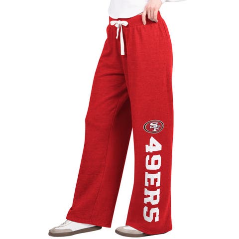 Women's  Starter  Scarlet San Francisco 49ers Field Wide Leg Sweatpants