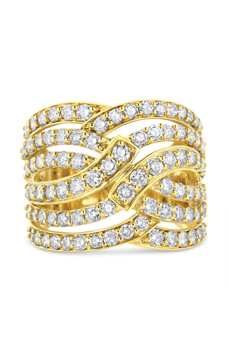 Haus of Brilliance 10K Gold 3.00 Cttw Diamond Multi Row Bypass Cocktail Band Ring, Main, color, Yellow Gold