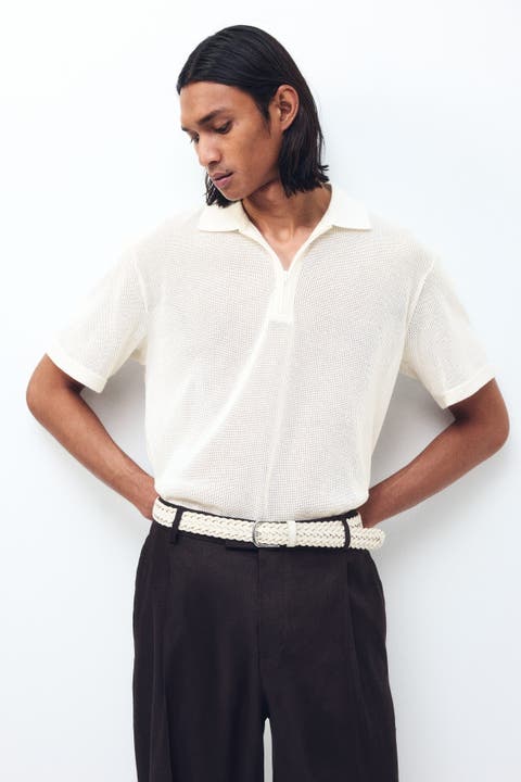 Regular Fit Hole-knit Polo Shirt