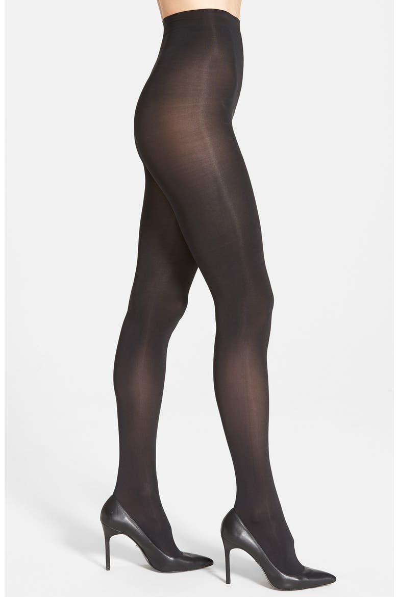 Donna Karan 'Evolution' Satin Jersey Tights, Main, color, BLACK 124