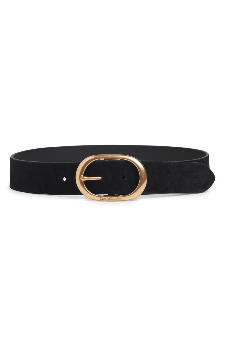 Favorite Daughter The Contour Suede Belt, Main, color, Black/ Antique Brass