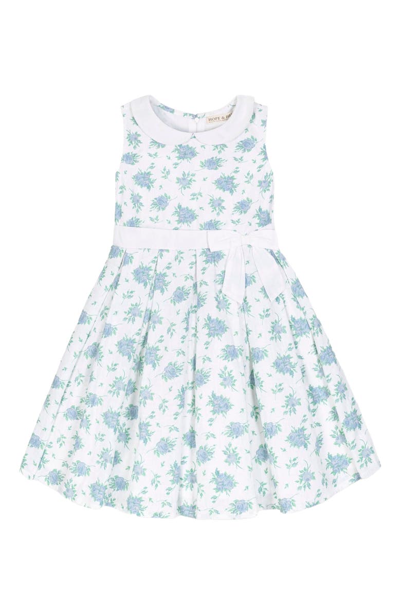 Hope & Henry Girls' Linen Tea Dress, Kids, Main, color, Coastal Cottage Floral