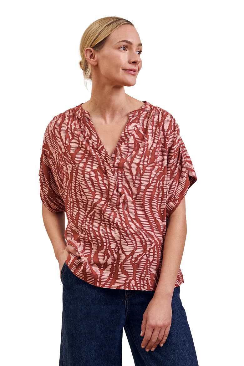 Printed Drop Shoulder Top, Main, color, Pink Wavy Animal
