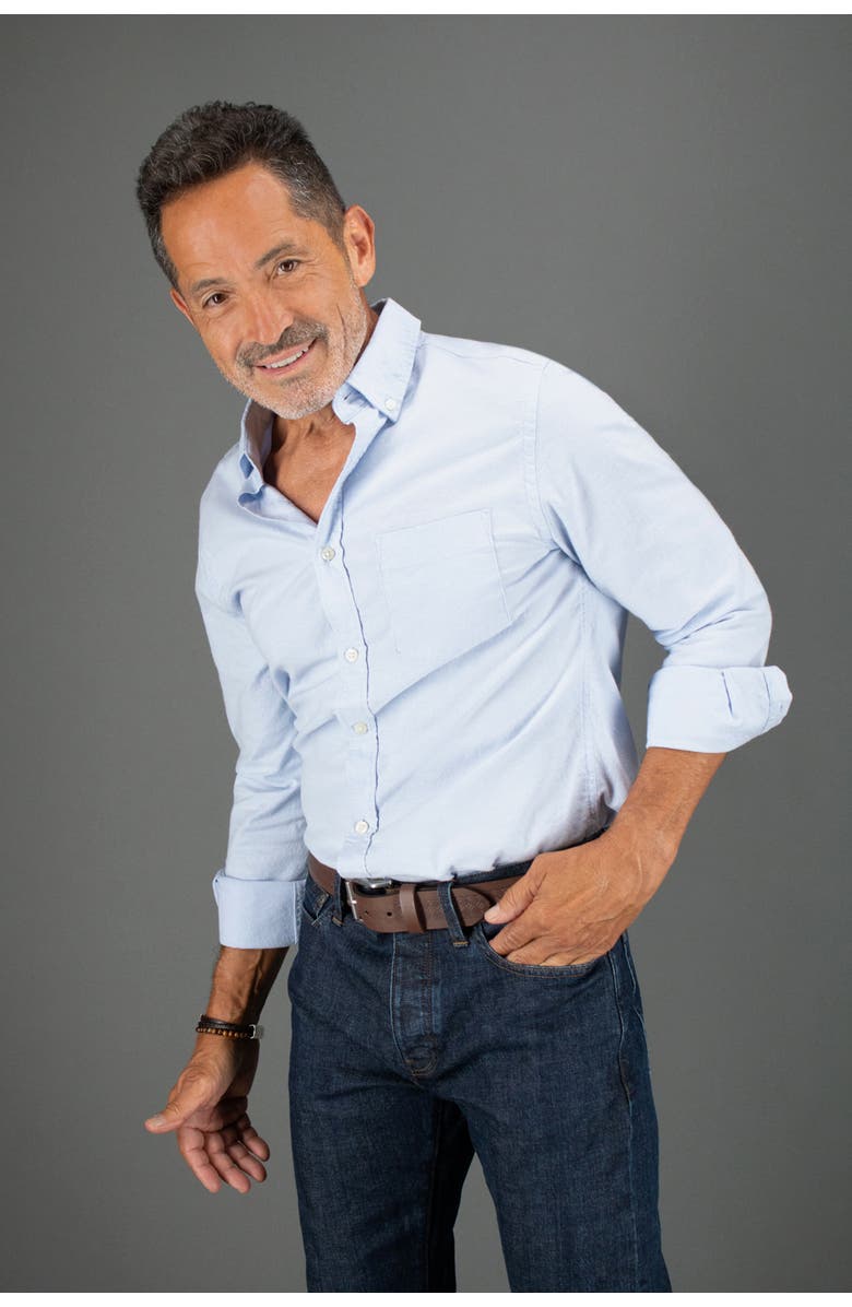 Trafalgar Grady 40mm Celtic Scroll Embossed Leather Jean Belt, Alternate, color, Brown