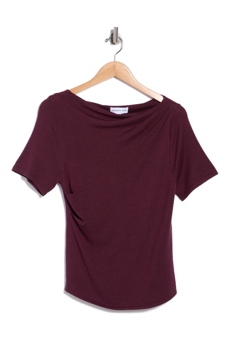 Off the Shoulder Draped Sweater, Alternate, color, FIG