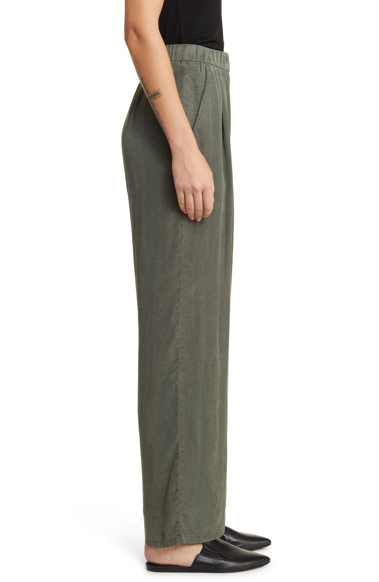 Eileen Fisher Pleated Wide Leg Pants, Alternate, color, Grove
