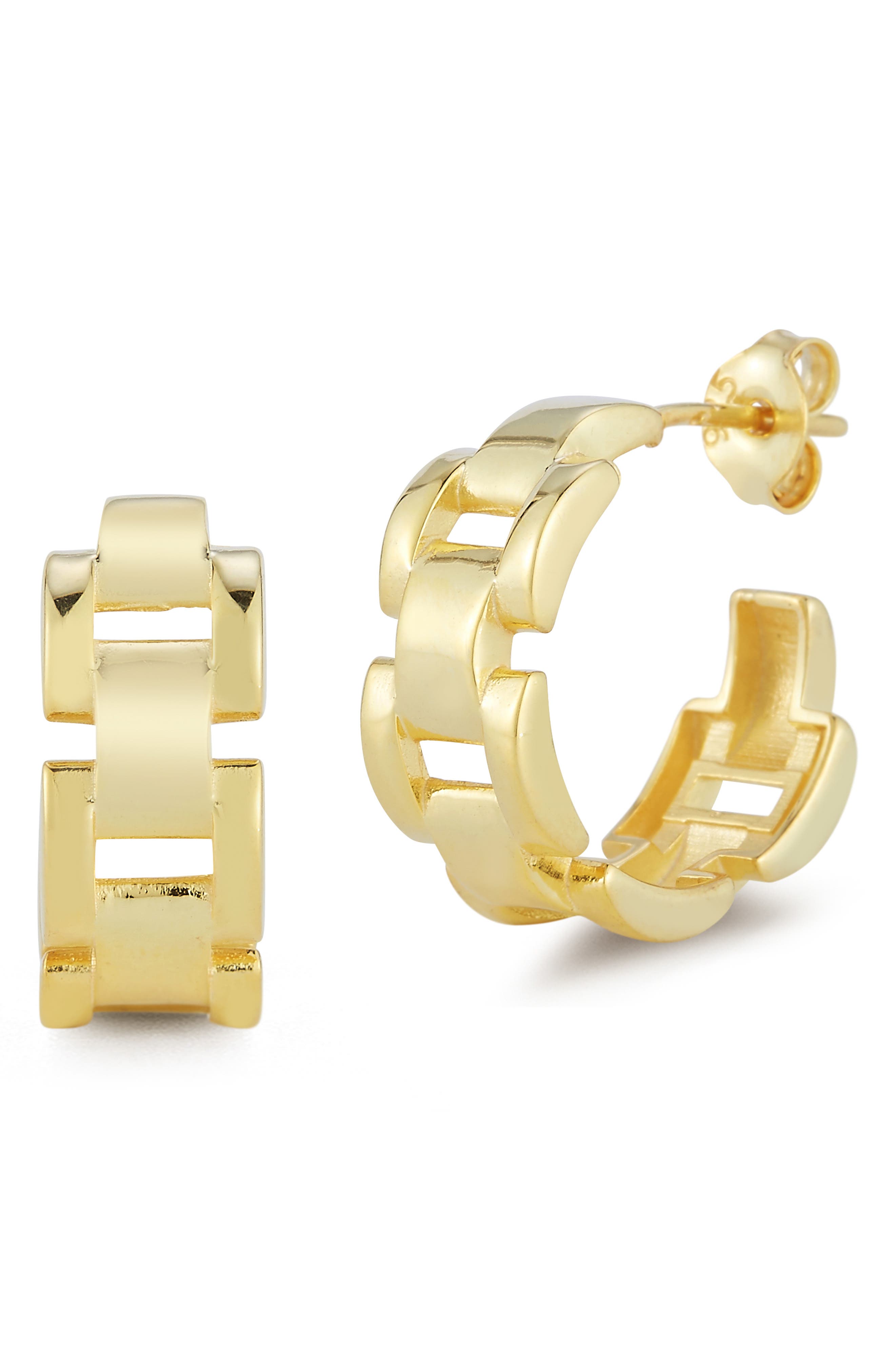 CHLOE AND MADISON Chain Textured Hoop Earrings