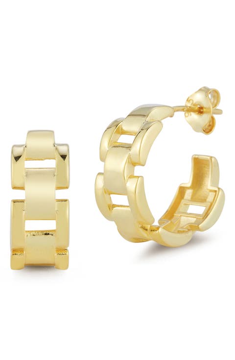 Chain Textured Hoop Earrings