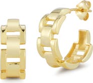CHLOE AND MADISON Chain Textured Hoop Earrings