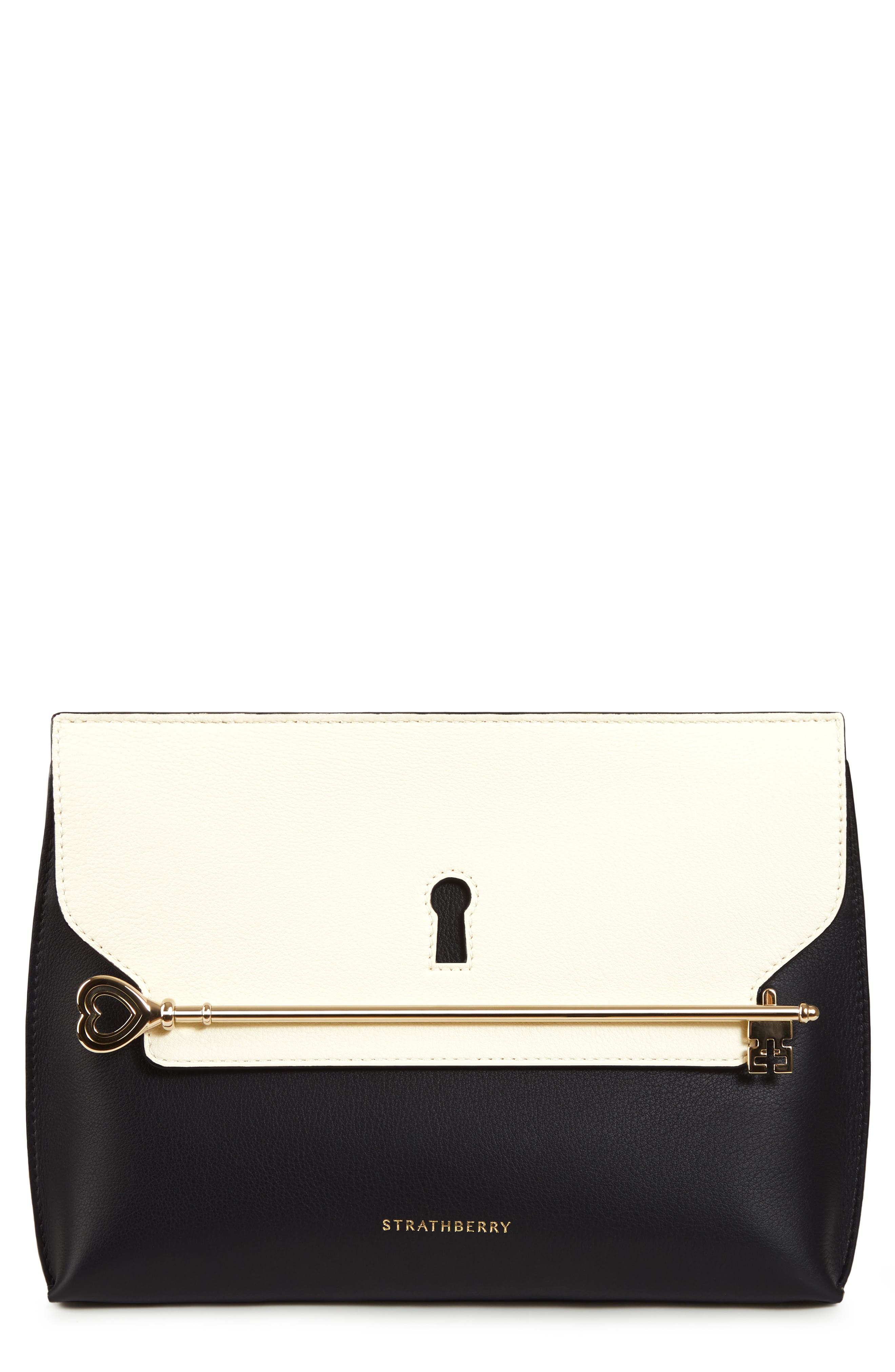 Strathberry East/West Stylist Keyhole Leather Clutch, Main, color, 