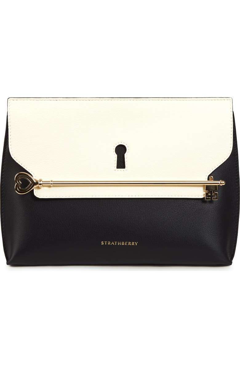 Strathberry East/West Stylist Keyhole Leather Clutch, Main, color,
