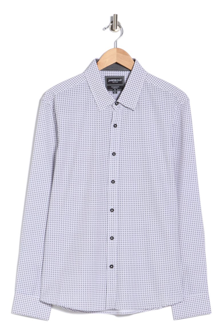 Micro Print Button-Up Shirt, Alternate, color, WHITE