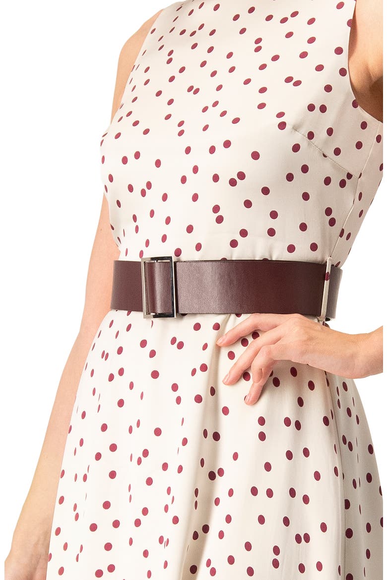 Polka Dot Midi Dress with Belt, Alternate, color, Ivory
