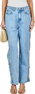 Endless Rose Side Buttoned Mid Waist Straight Leg Jeans