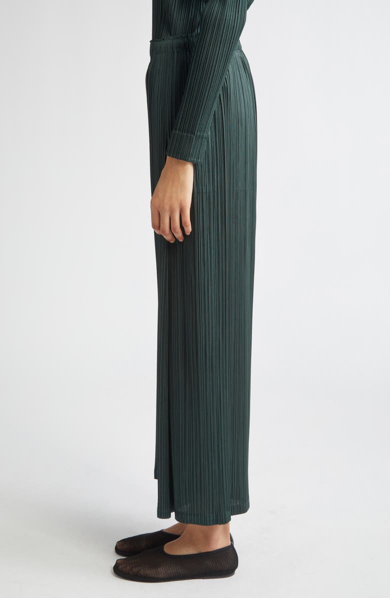 Pleats Please Issey Miyake Monthly Colors December Pleated Crop Wide Leg Pants, Alternate, color, Forest Green