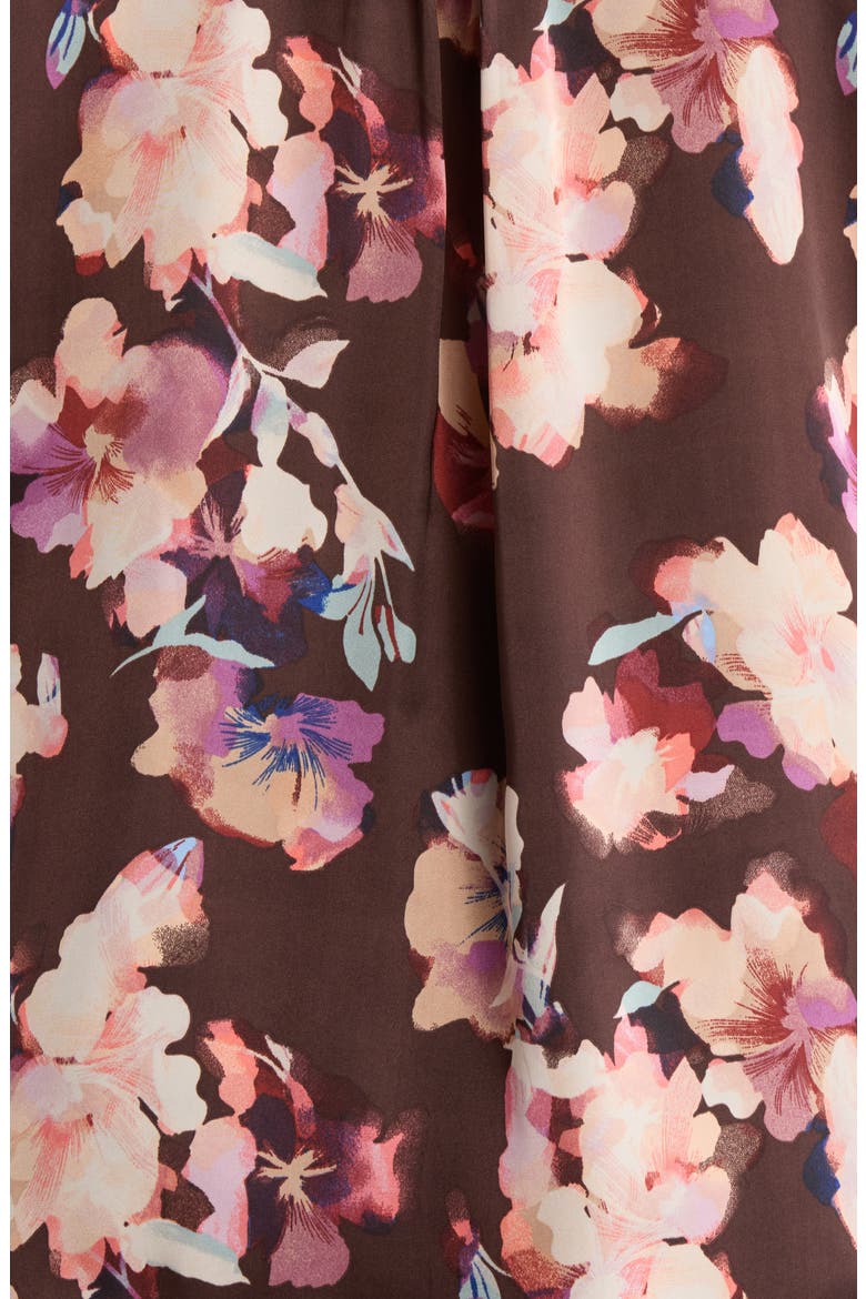Pintuck Satin Top, Alternate, color, BROWN FLOWER WASH