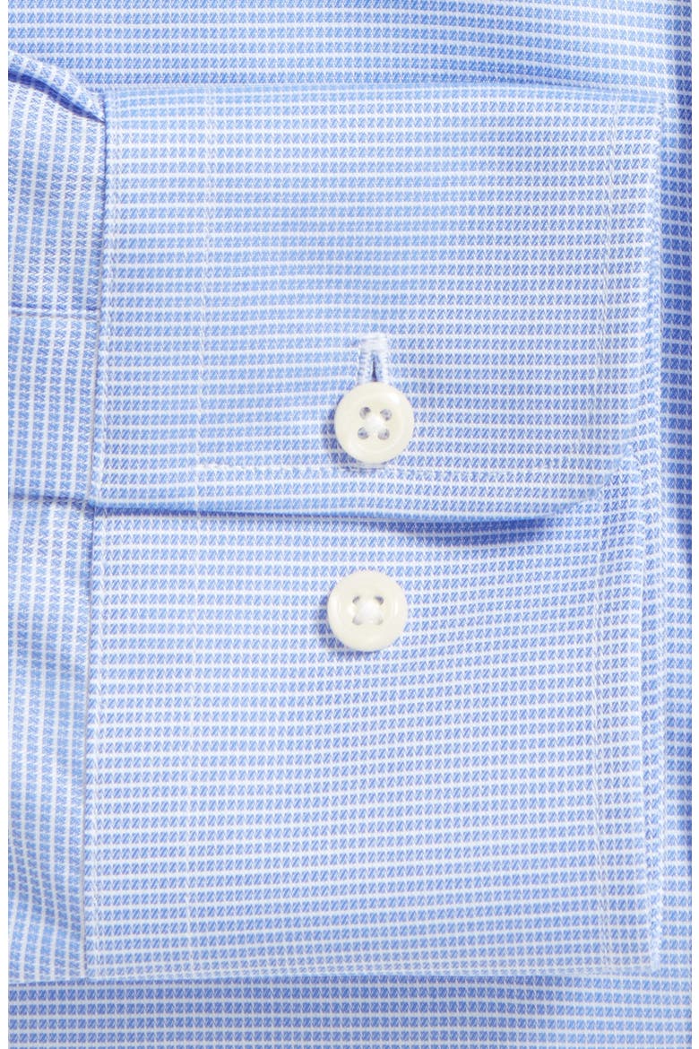 Trim Fit Microcheck Dress Shirt, Alternate, color, BLUE