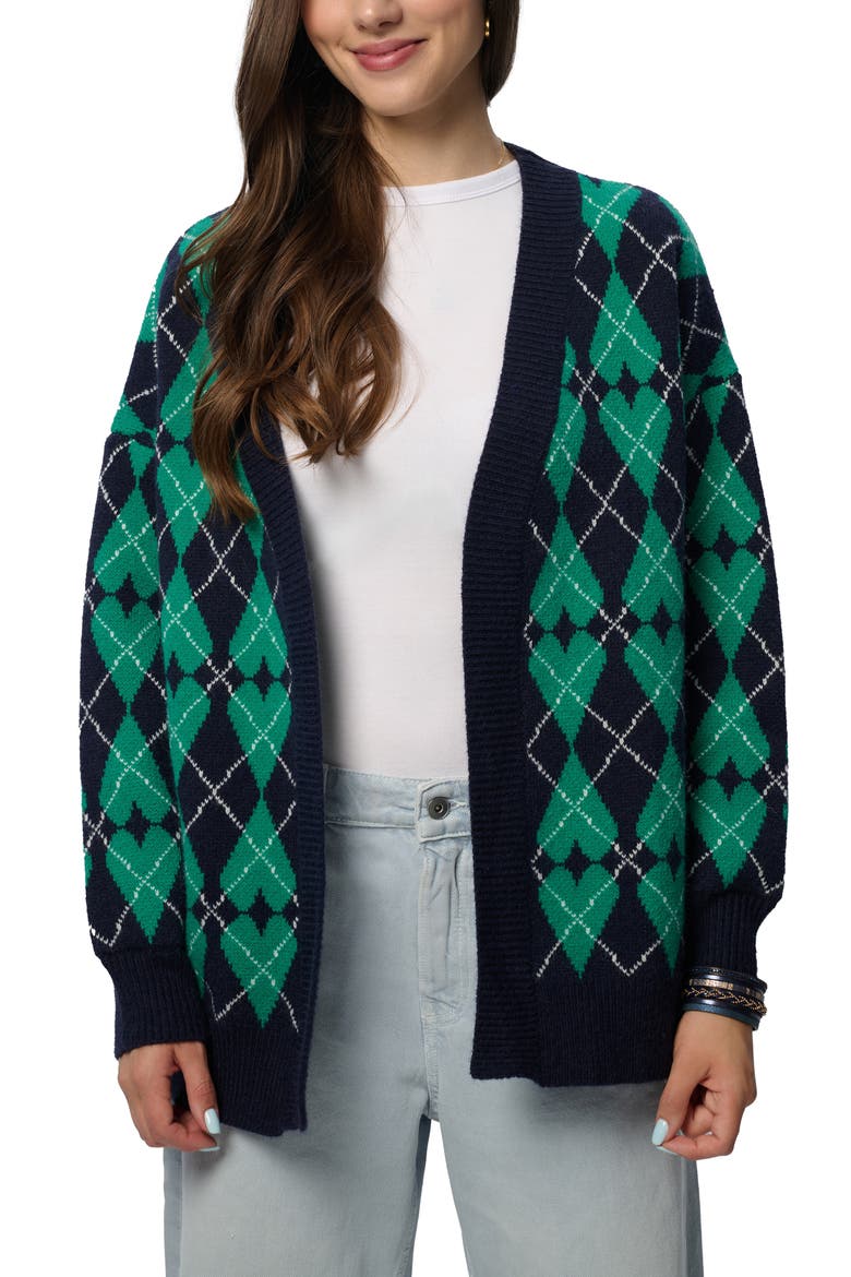Argyle Heart Cardigan, Main, color, BLUE