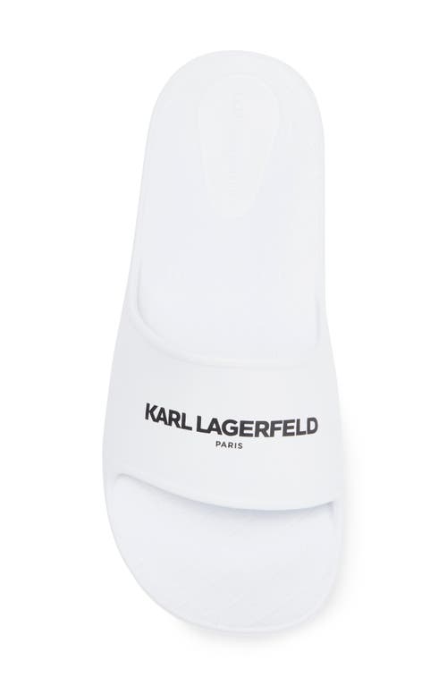 Karl Lagerfeld Block Logo Slide Sandal In White
