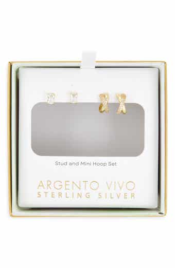 Pack of 2 Crystal Stud & Mini Huggie Hoop Earrings Set