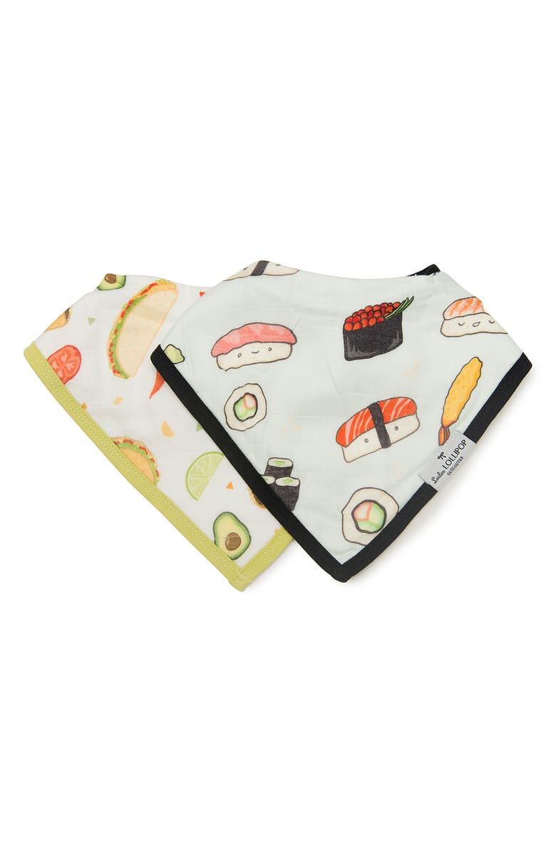 Loulou Lollipop Kawaii Food 2-Pack Bandana Bibs, Main, color,