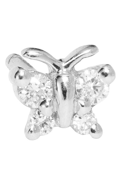 Maria Tash Diamond Butterfly Stud Earring In Silver