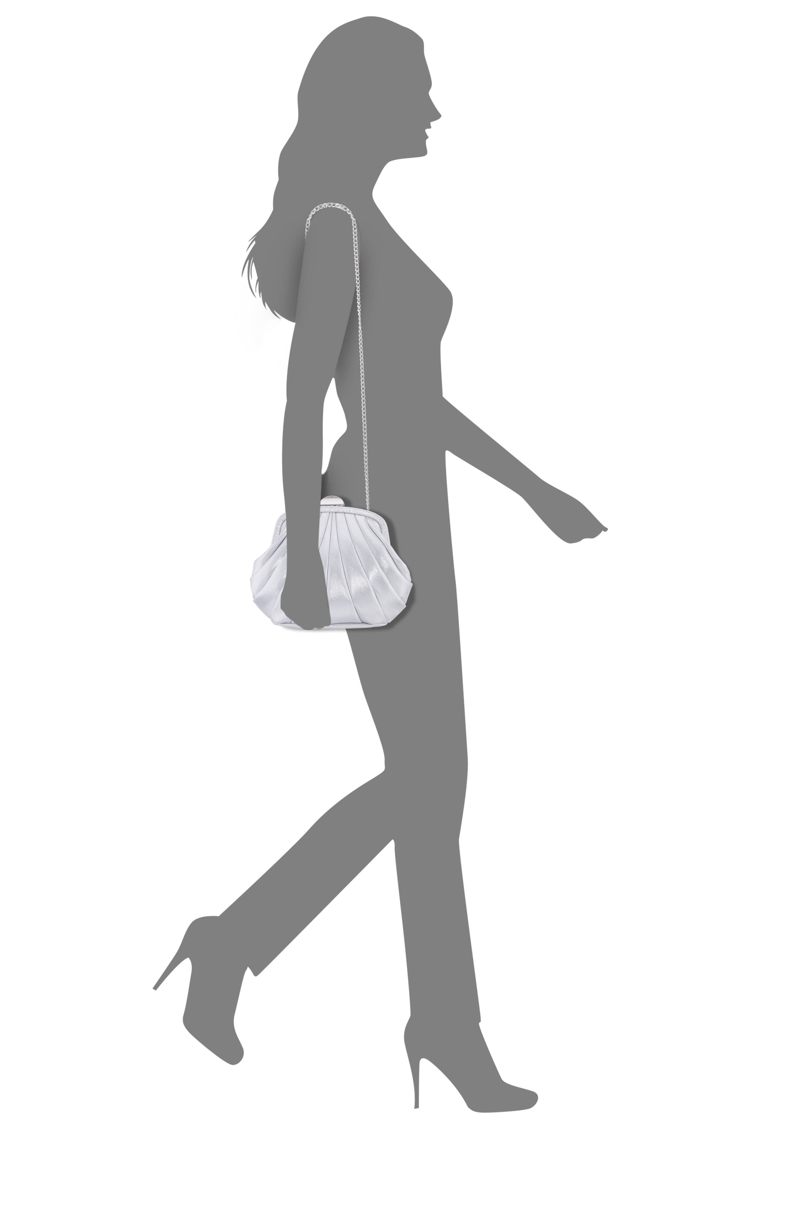 Nina Billow Art Deco Frame Clutch, Alternate, color, True Silver