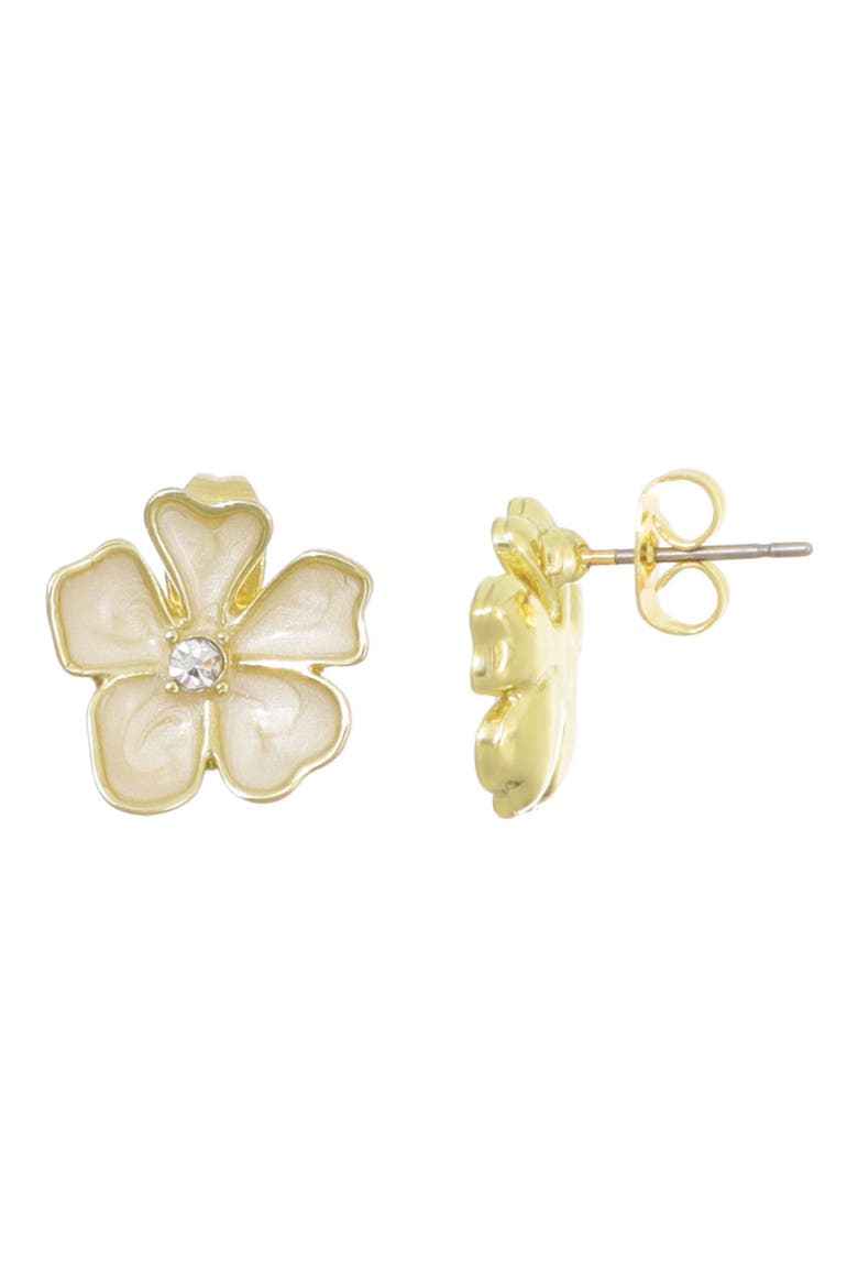 Enamel & Crystal Flower Stud Earrings, Alternate, color, GOLD/ WHITE