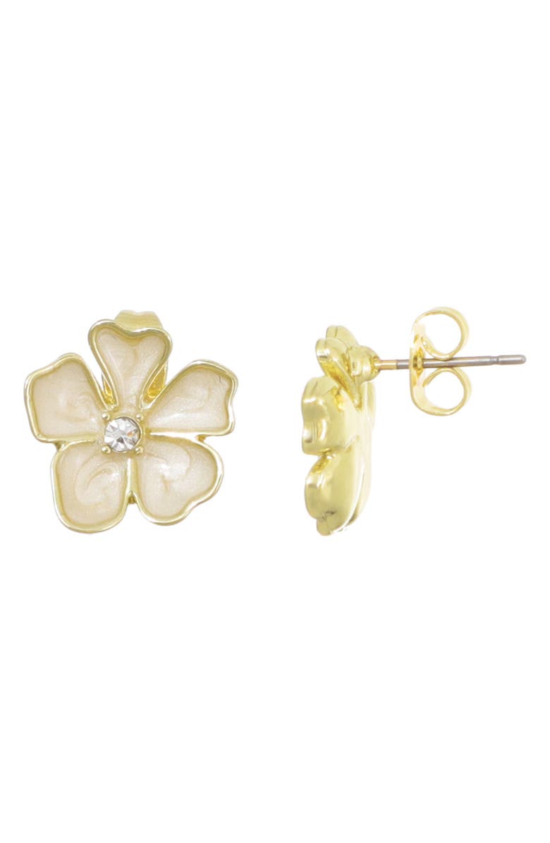 Adornia Enamel & Crystal Flower Stud Earrings, Alternate, color, Gold/ White