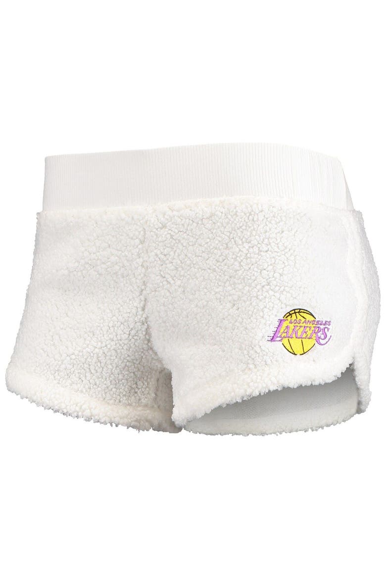 Women's Concepts Sport Cream Los Angeles Lakers Fluffy Long Sleeve Hoodie Top & Shorts Sleep Set, Alternate, color, Cream